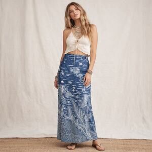 NWT Vintage Y2K Chambray Tropical Fish Printed MAxi Wrap Skirt 4